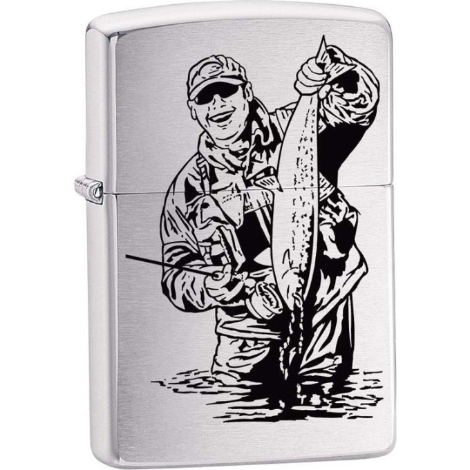 Zippo 200 Fisherman With Fish — зажигалка с рыболовным рисунком